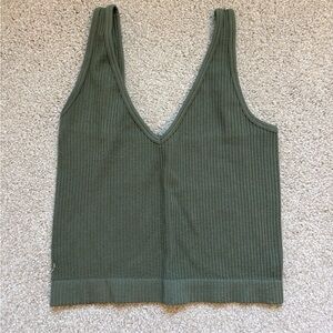 Free People Olive Green Ribbed Women's Tank Top